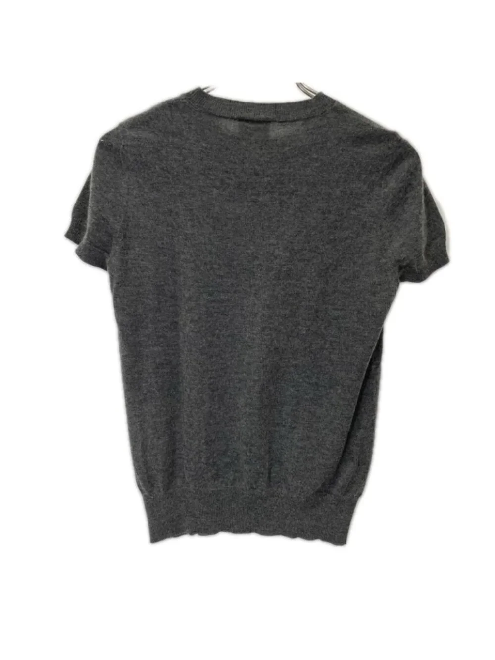 Chanel Gray Cashmere Silk CC Logo Plate Short Sleeve Knit 36
